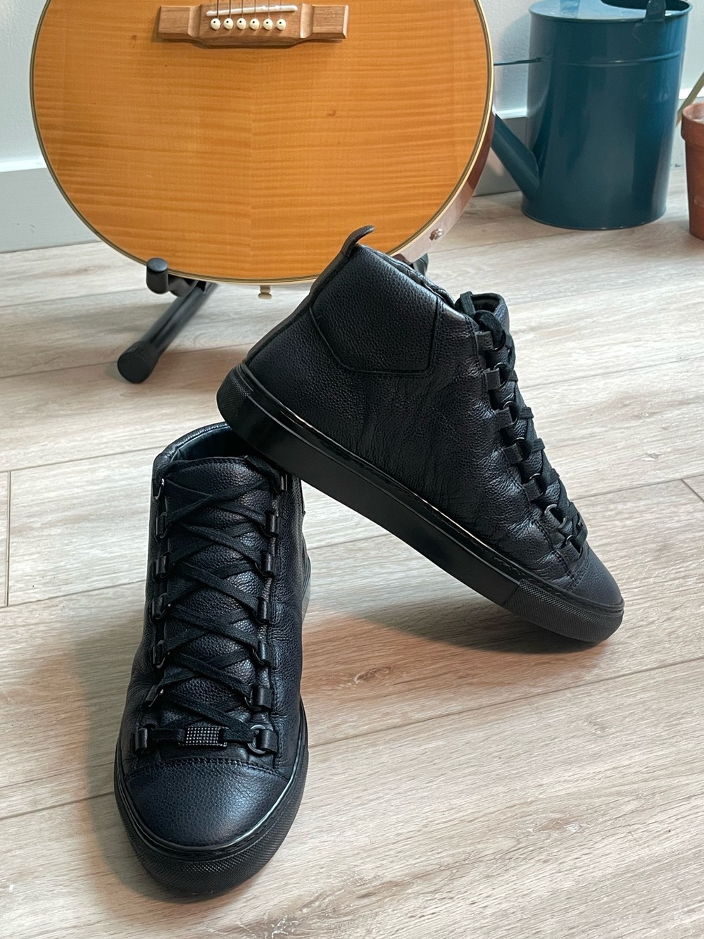 Balenciaga Arena High Navy Leather Sneakers - Picture 2 of 9